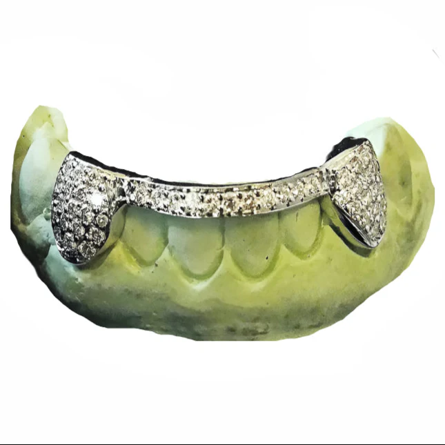 Flooded Cz Bar and Fangs in Sterling Silver Top or Bottom - Image 3